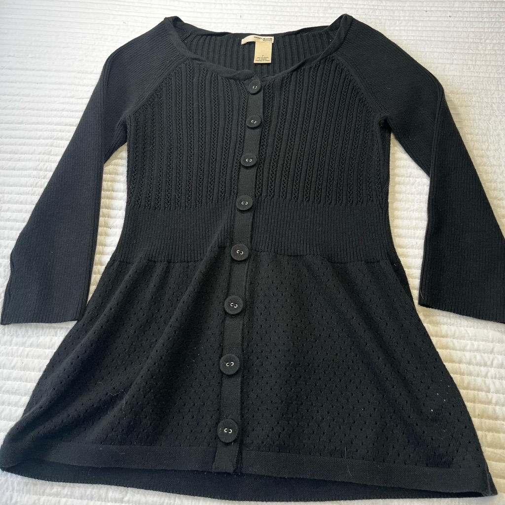 Dkny New York Knit Cardigan Babydoll Sweater